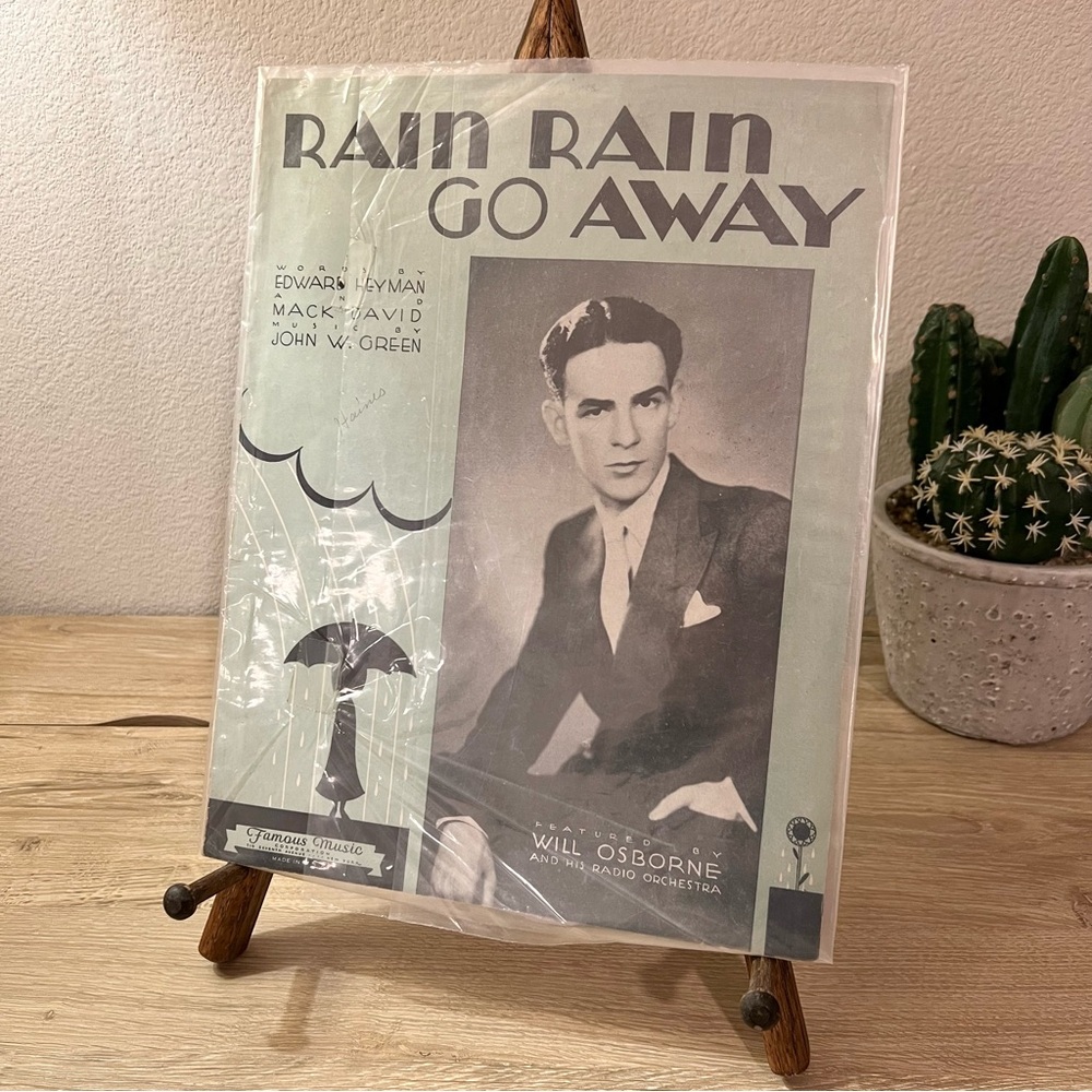 Vintage 1932 “Rain Rain Go Away” Sheet Music Will Osborne Famous Music NYC